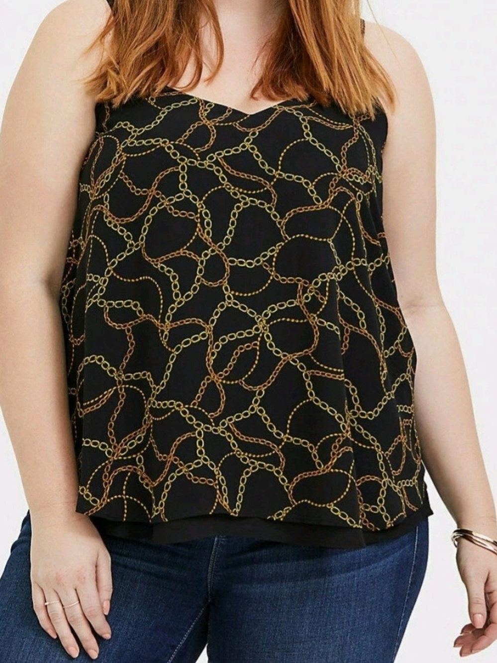 Torrid Black Cami with Gold Chain Print